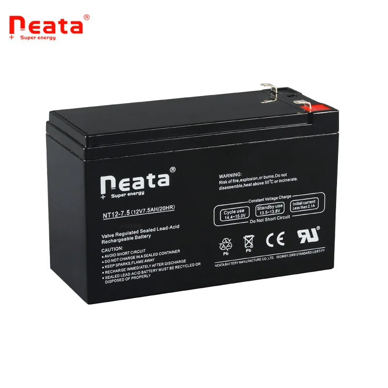 12V 7/7.2/7.5 AH Rechargeable Battery Full Charge Maintenance Free Lead acid battery 12 volt 7.5 Amps For UPS