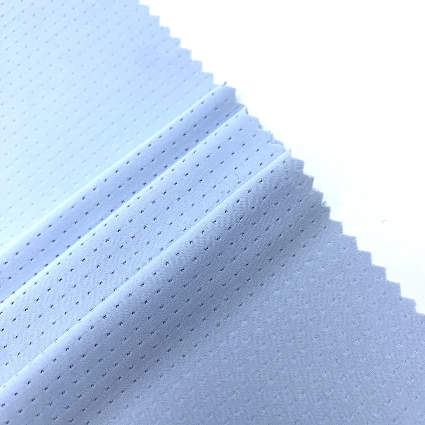 Light blue  16%spandex and 84%nylon  Breathable and quick-drying fabric for sports T-shirt fitness sportswear
