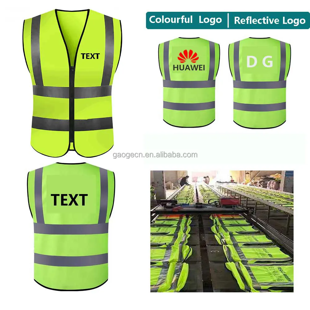 
Safety Vest Garment 100% Polyester Reflective Vest Custom Printed Logo for Construction and Garden Building 