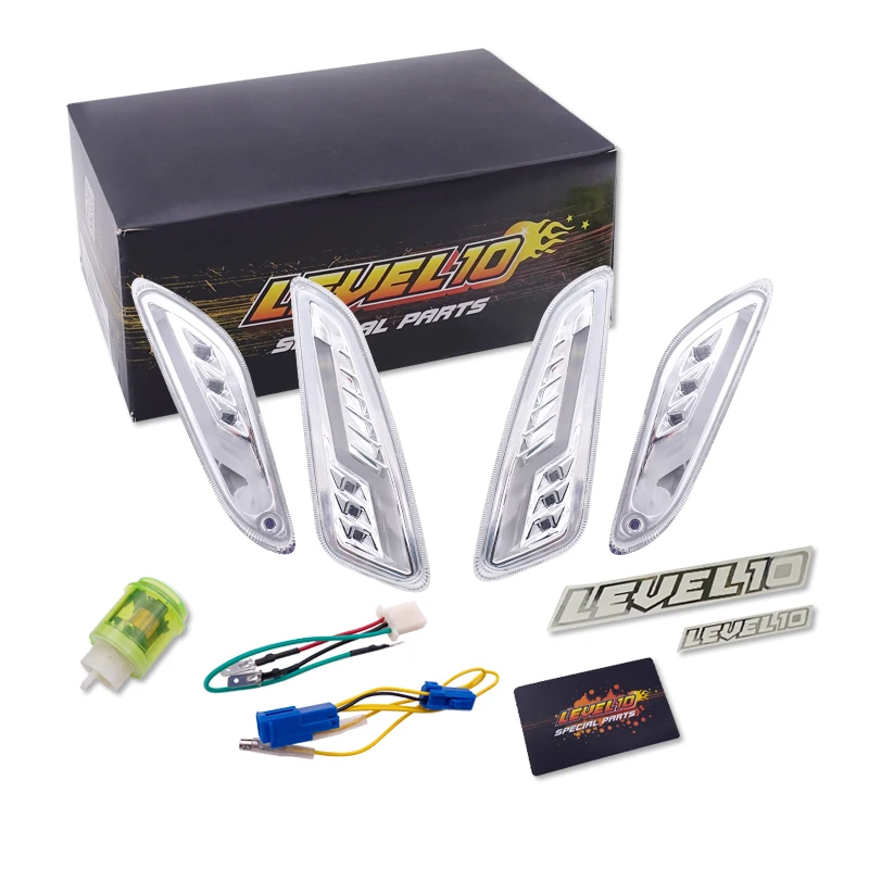silver Level10 front and rear sequential turn lights for vespa sprint primavera