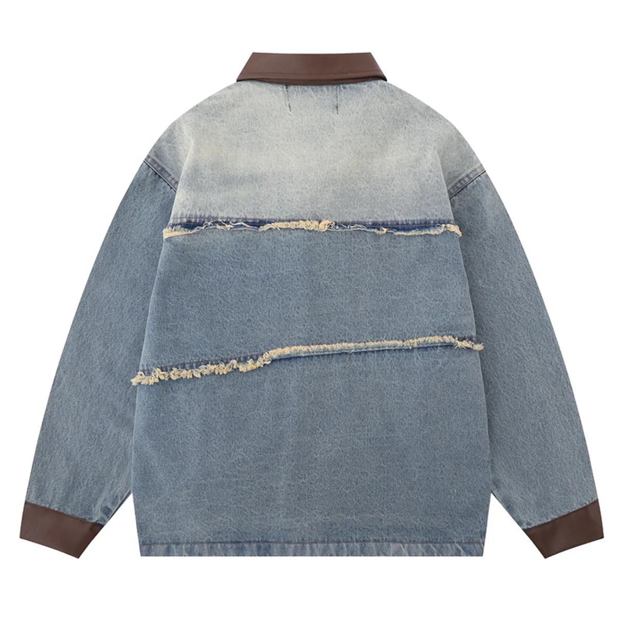 Vintage Denim Jackets Varsity Distressed Denim Jeans Chore Coat Blanket Lined Urban Oversized Fit Wash Denim Jacket