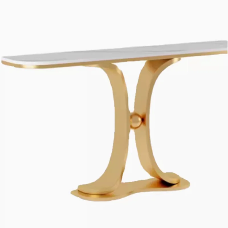 Gold Console Table Modern Sofa Table For Living Room Hallway Marble Black White Narrow Entryway Table CECX004