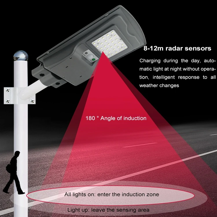  Качество Ip65 водонепроницаемый интеграции уличный фонарь 30 Вт 60 90W светодиоидная лампа с регулируемой яркостью пульт дистанционного управления для съемки вне помещения системой All In One Солнечный светодиодный