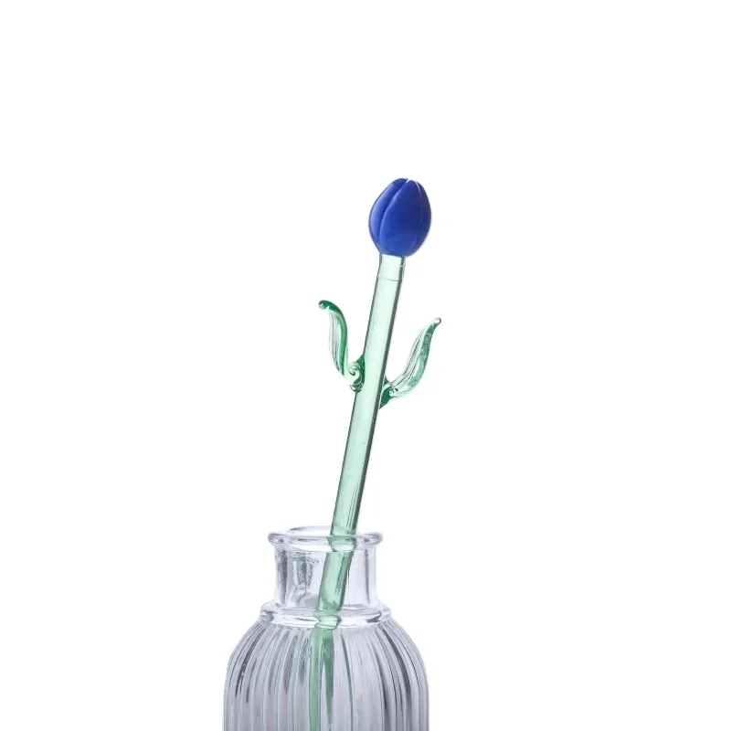 Wholesale Customized flower glass stirrer crystal high quality coffee stirring rod