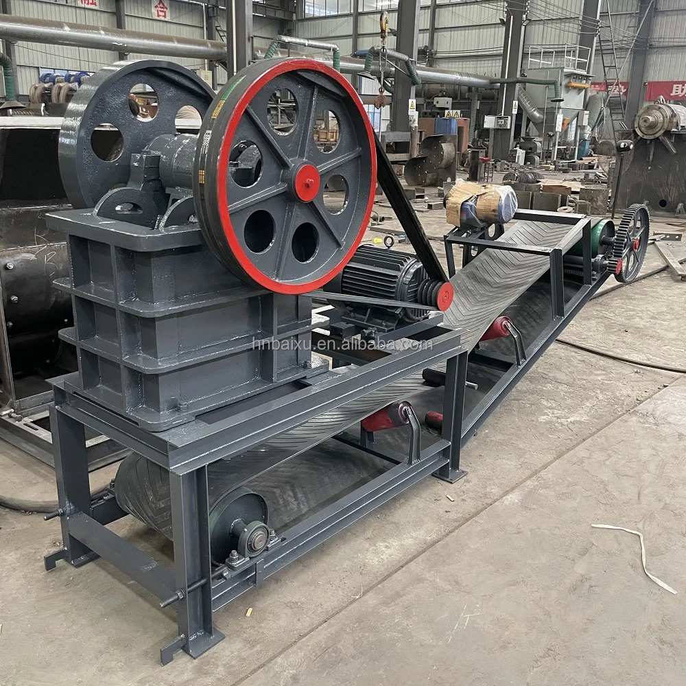 good quality 5-8 t/h gold ore crushing pe200x300 stone jaw crusher machine with conveyor belt