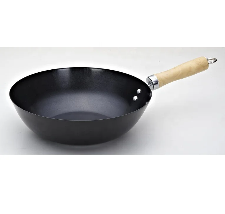 
China household non-stick colorful cooking with wood handle OEM/ODM manufacturer Wok 