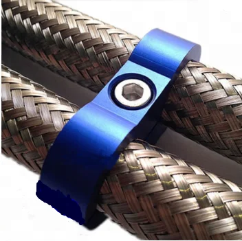 Auto Parts universal anodized two hole oil pipe clamp 4an 6an 8an 10an fuel line mounting billet braided hose separator clamp