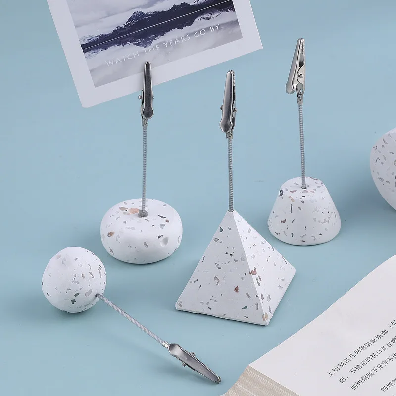 Desktop Message Folder Terrazzo Card Holder Stylish Photo Clips Folder for Wedding Office Home Decoration