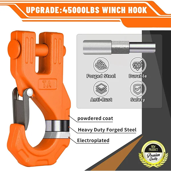 HLS Brand 10000lbs Synthetic Winch Cable 6mm*50ft UHMWPE Winch Towing Ropes with Forged Carbon Steel Hook