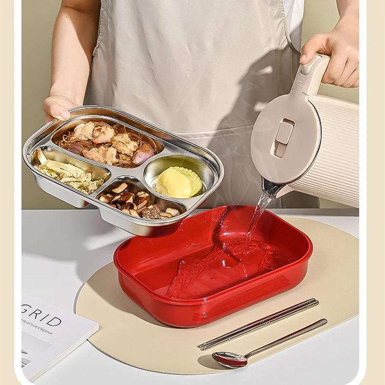 2024 304 Stainless Steel Bento Lunch Box for Adults Sustainable Metal Dinnerware Set Food Container for Lunch and Dinner