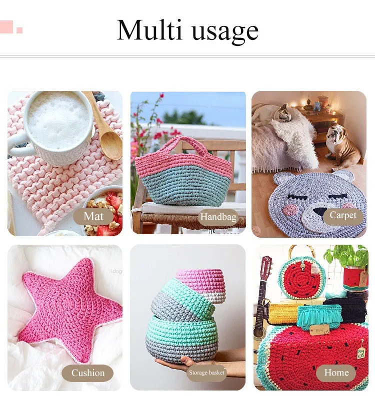 Spot Wholesale 100% Polyester Macrame Cord Tshirt Yarn With Crochet Hook