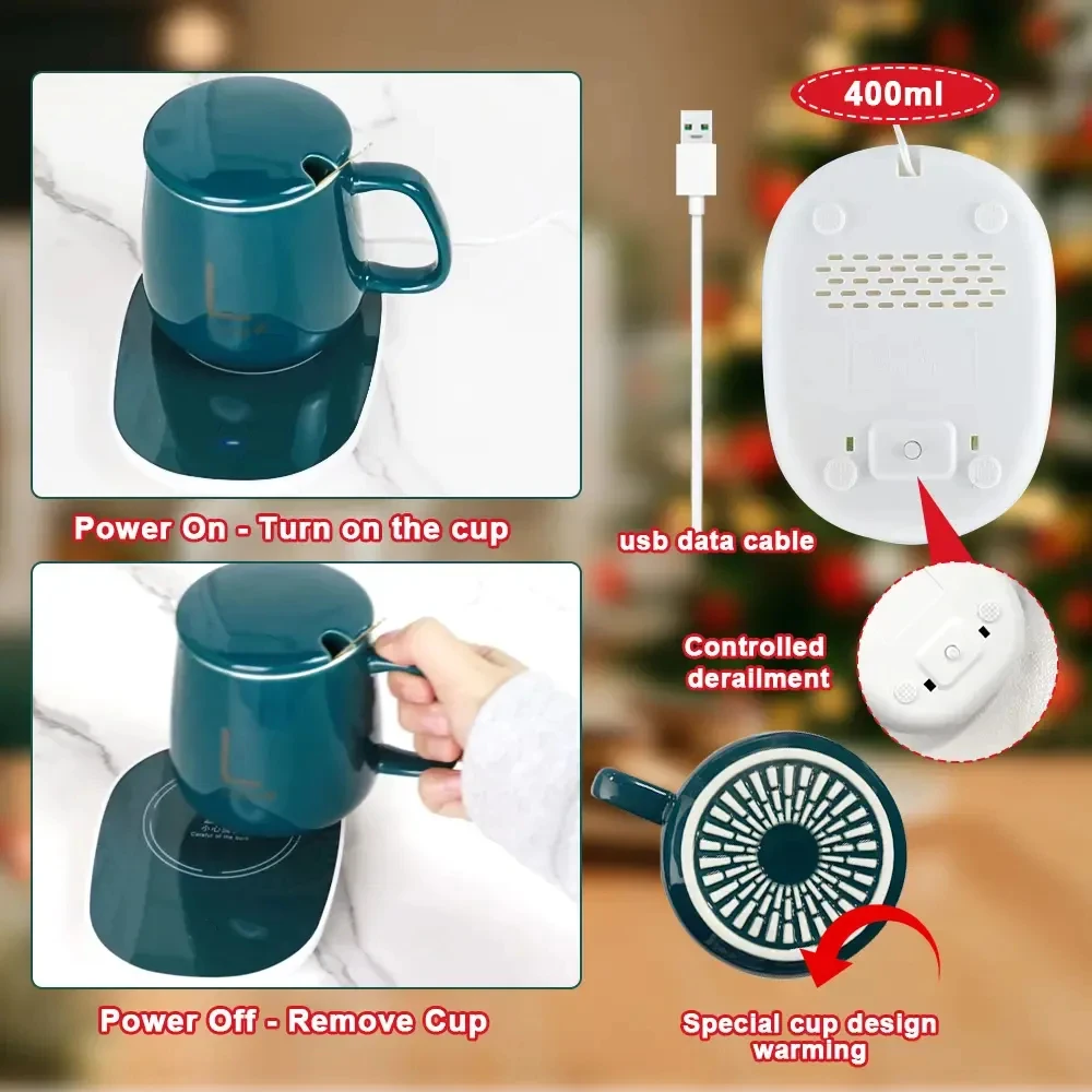 Rayshine Manufacturers Direct Sales Ceramic Warm Water Cup Mug With Thermostat Pad Coffee Cup Mug Warmer Customized