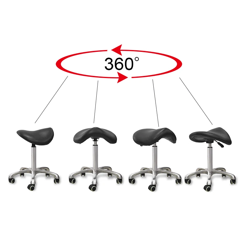 Anteeth Hydraulic Medical Stool Rolling Dental Doctor Chair Spa Clinic Massage Black Saddle Stool
