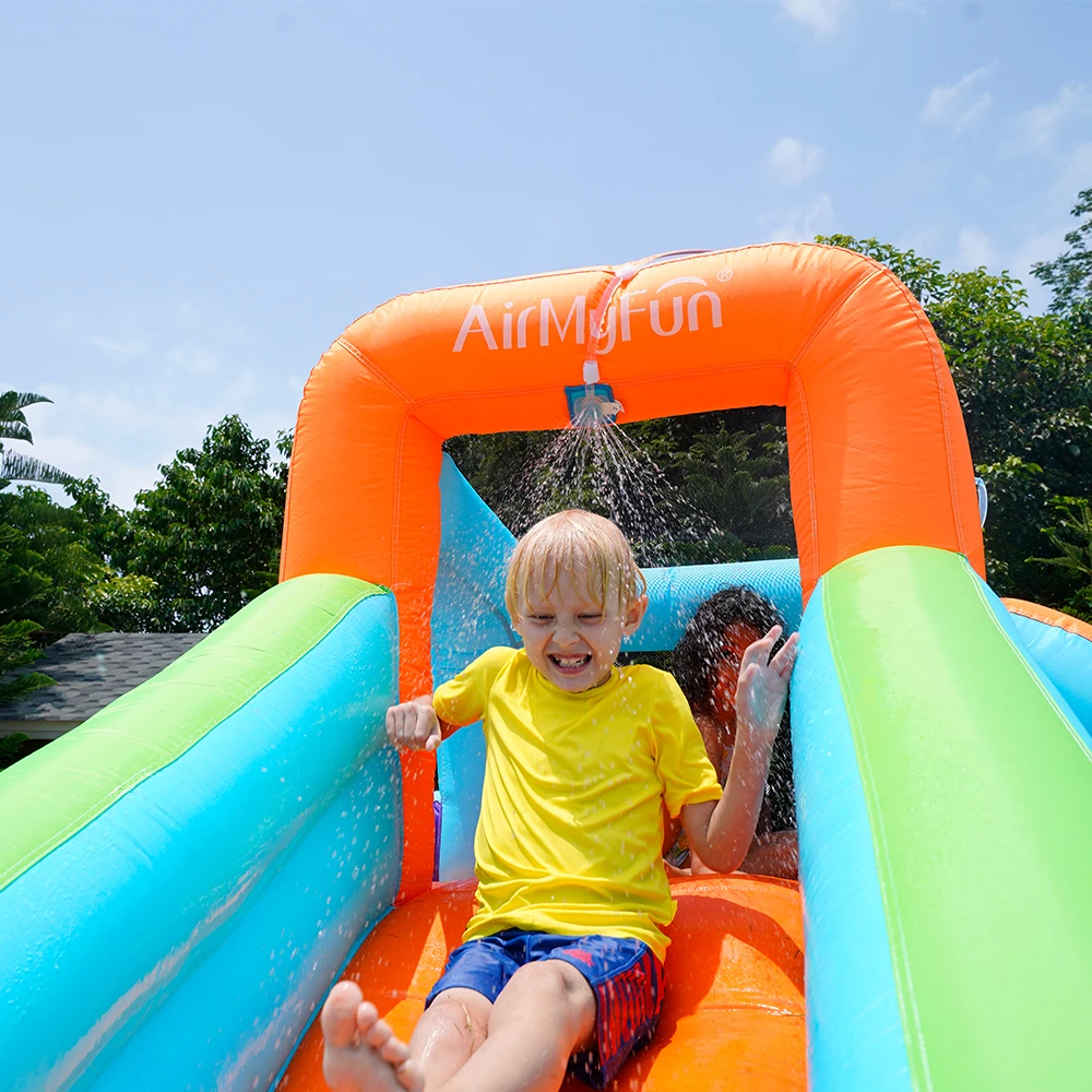 Outdoor commercial kid obstacle toboggan gonflable combo bouncer water slide jumper castle bounce house with 2/two slide