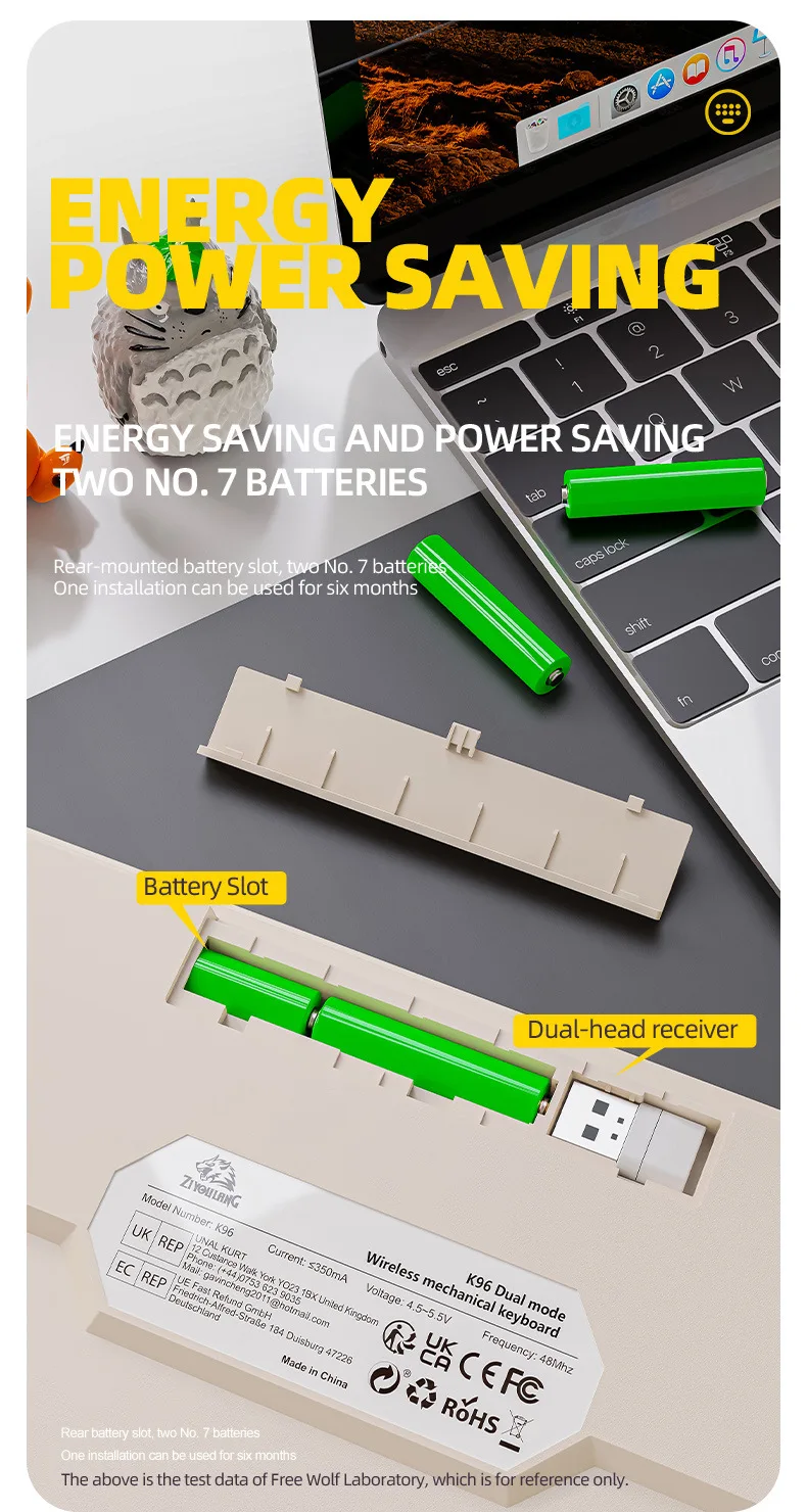 Free Wolf K96 BT Wireless Dual Mode Russian Mechanical Keyboard Customized Computer Game Russian Hot Plug Mechanical Keyboard