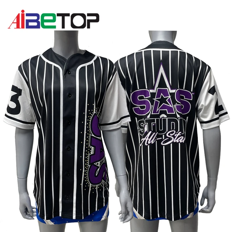 High Quality Custom Baseball Jersey Button Down Shirts Cheer Team Baseball Uniforms