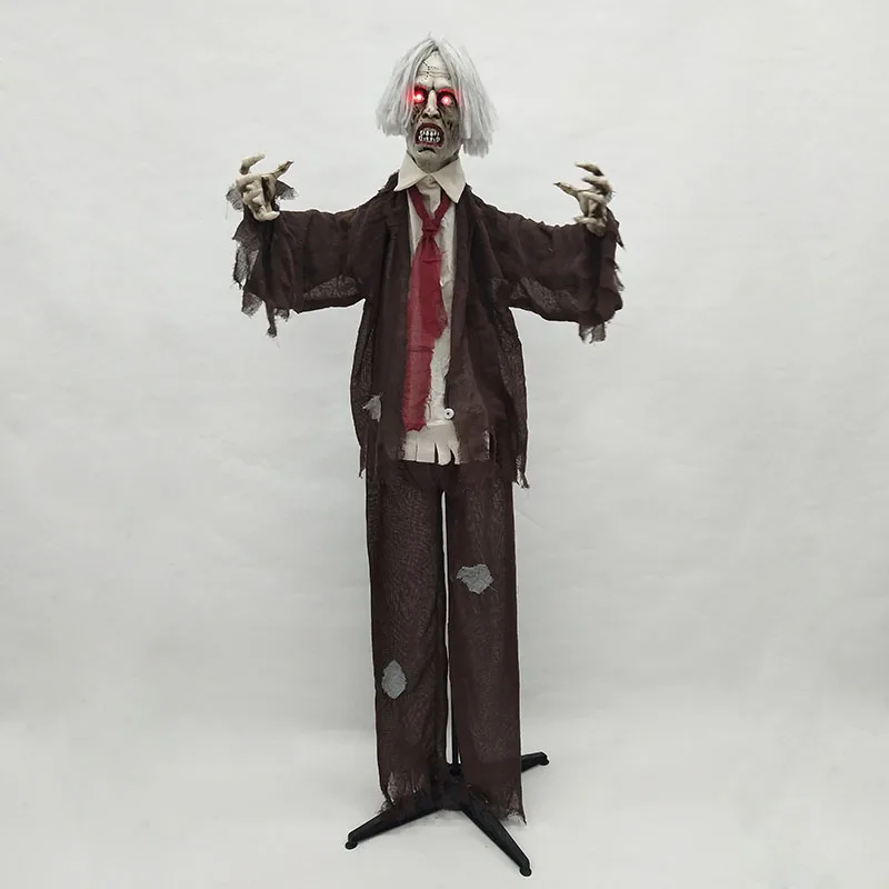 Wholesale Halloween Sound Sensor Liefsize Talking Creepy Electric Animated Standing Witch Grim Reaper for Yard Decor