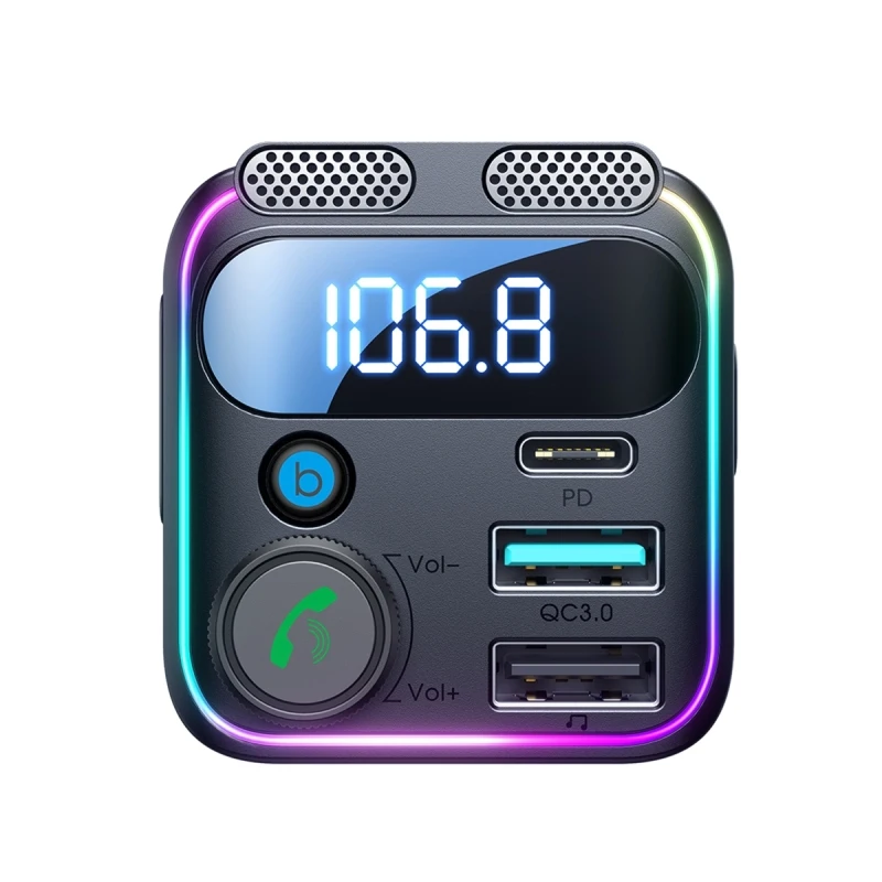 Original JOYROOM JR-CCB01 48W Dual-Mic Car Wireless FM Transmitter