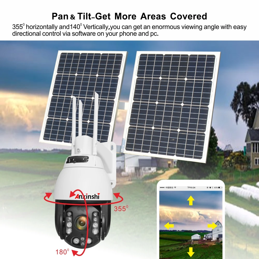 Anxinshi starlight 20x zoom ir 300m 4G Wifi IP солнечная панель Cctv камера