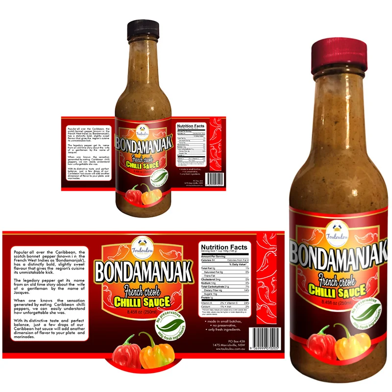China Cheap Customized Bottle Waterproof Printing Vinyl Chili Sauce Labels for Food