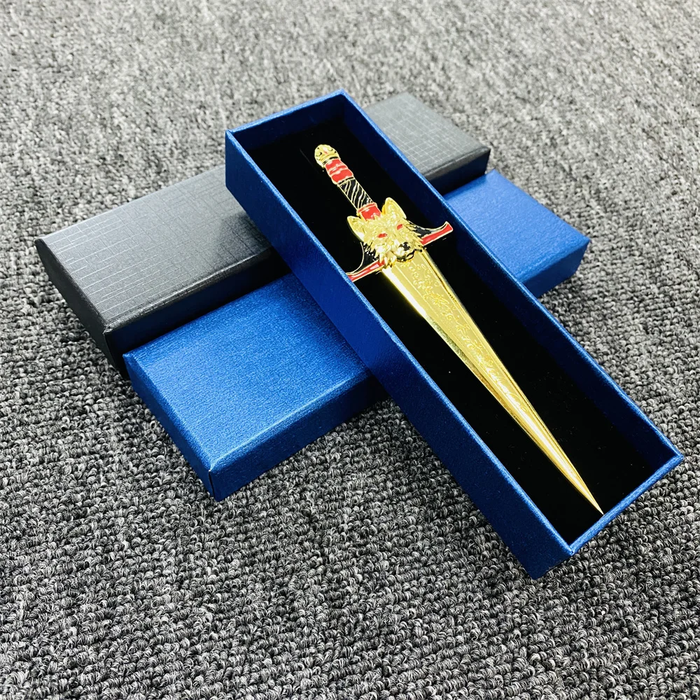 Custom Design Promotional Sword Shaped Staple Remover And Manual Custom Logo Antique Brass Envelope Letter Opener metal bookmark