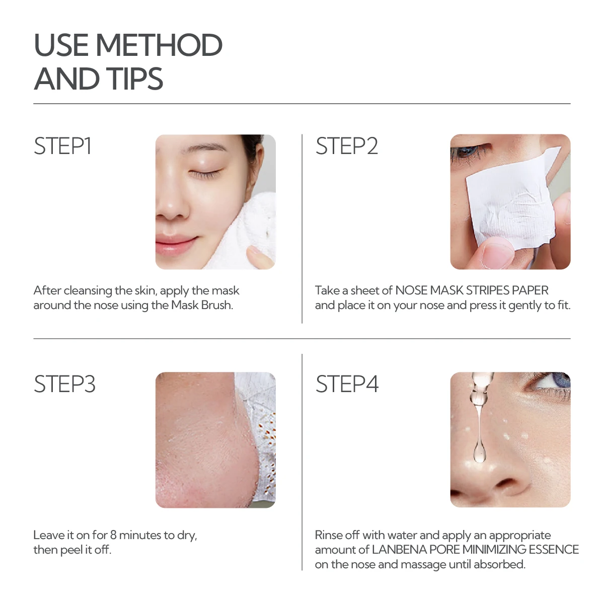 Lanbena Blackhead Remover Pore reducing serum and Nose pore Strips Skin Care Set two-in-one 30G/30ml
