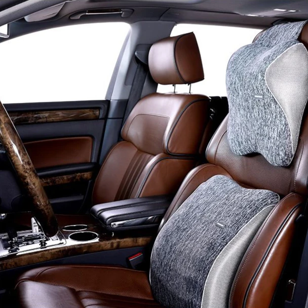 New Design Custom Logo and Package Protect Pillow Twist Memory Foam Car Seat Headrest Pillow Travel Rest Sleeping Cushion