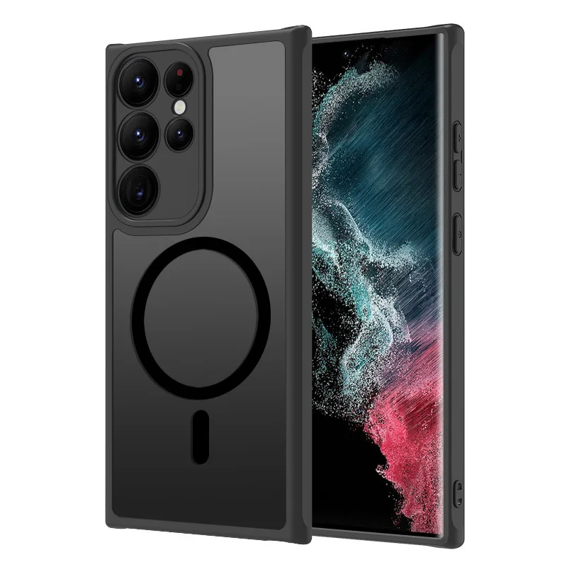 phone case for Samsung S24+ magnetic mobile phone case S23ultra anti-fall PC+TPU wireless charging protective cover