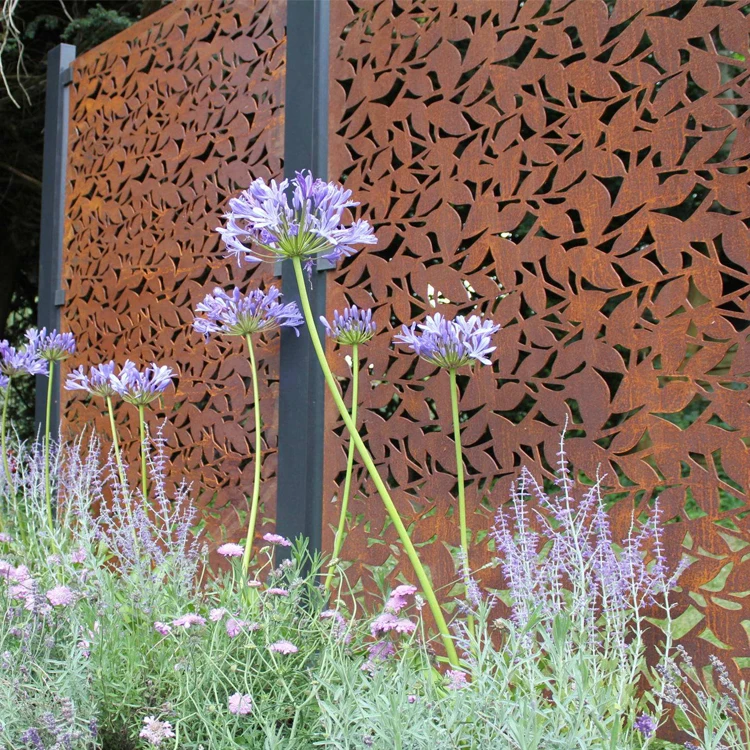 Custom Garden Decorative corten steel fence panel  Corten Steel Laser Cut Metal Fence