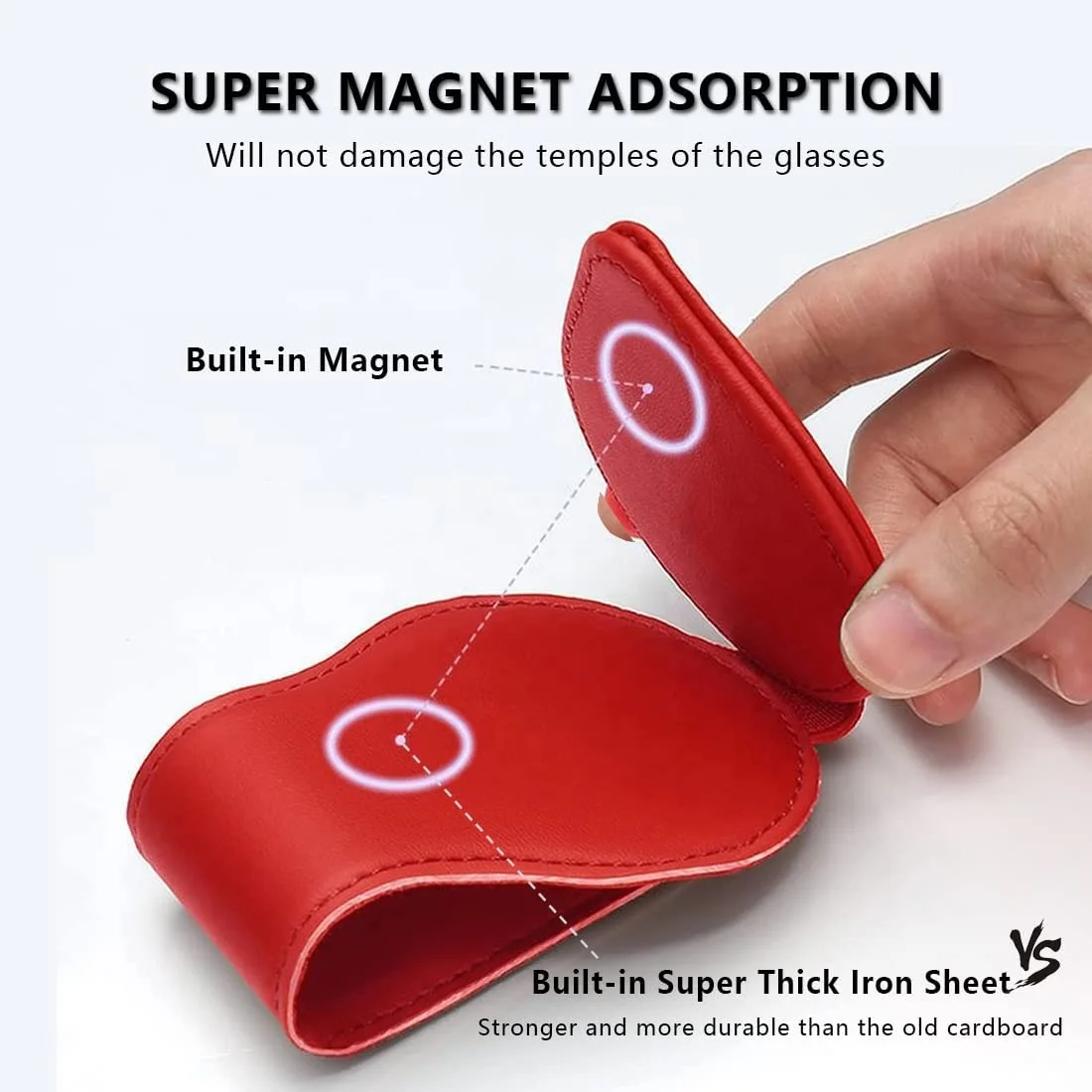 2022 Leather Storing Glasses Cards Leather Magnet Car Visor Sunglass Holder