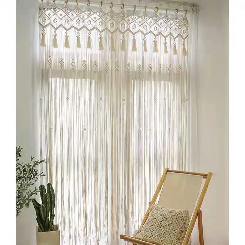 YH-108 Macrame Curtains Handmade Rope curtain  boho decor for Living Room Kitchen window Curtains Wedding ground