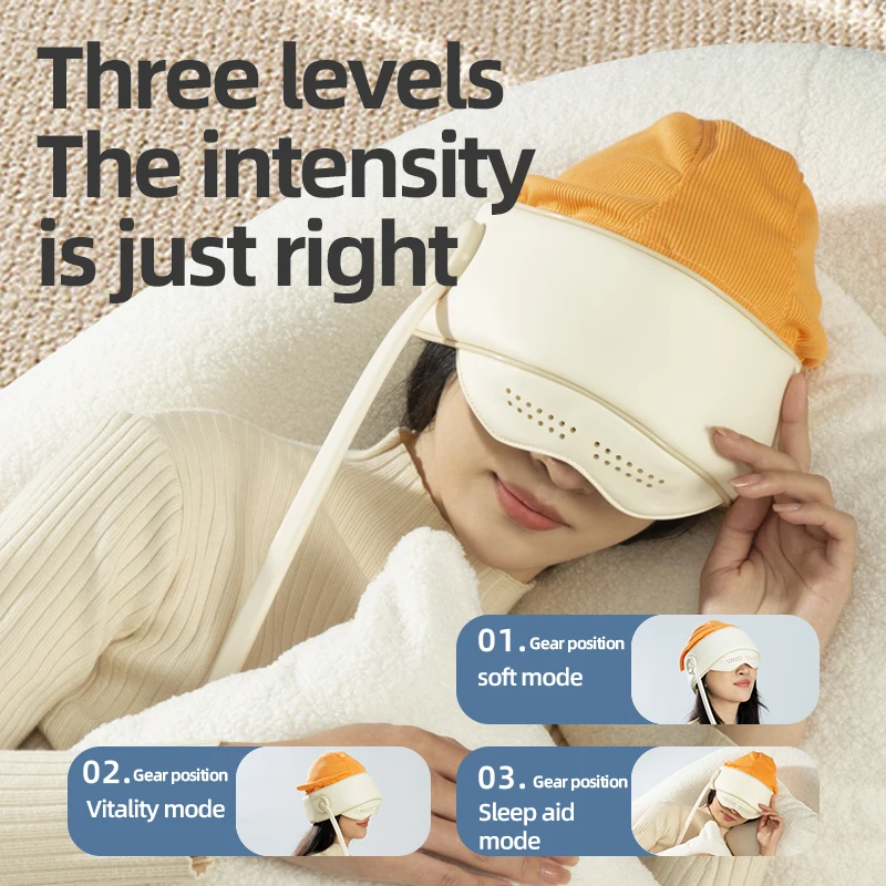 New hat style ABS silicone protein skin 1200mAh head intelligent sleep massager with 3 airbag soothing modes