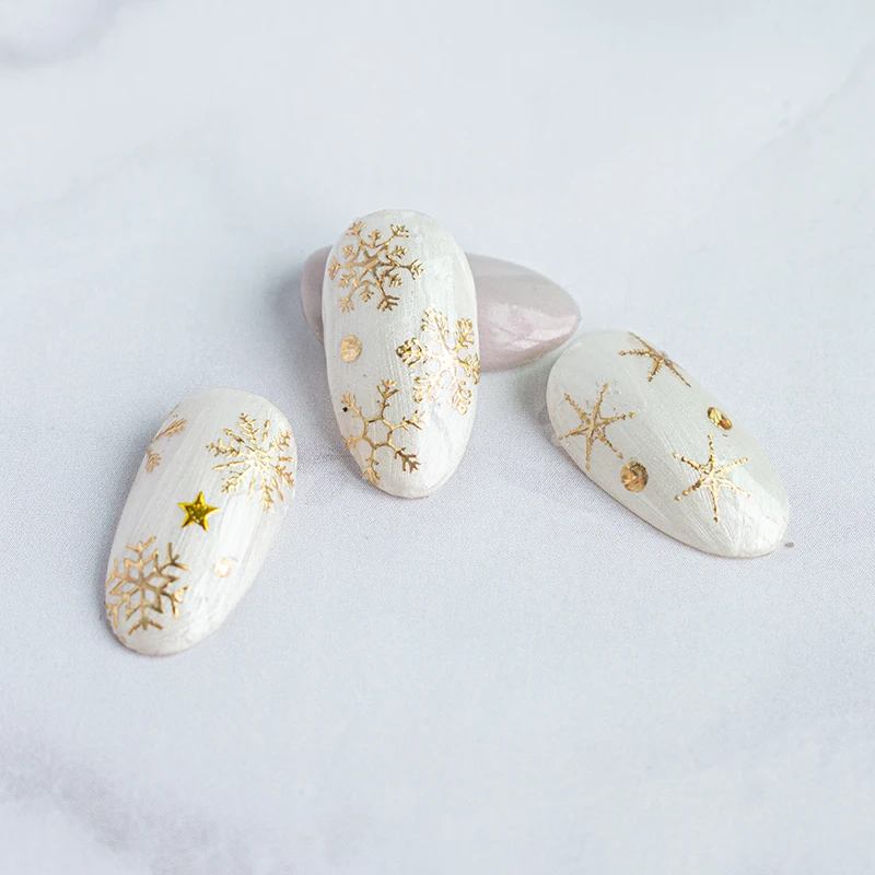 Professional Laser Gilding Nail Stickers Winter Snowflake Elk White Color Christmas Nail Stickers