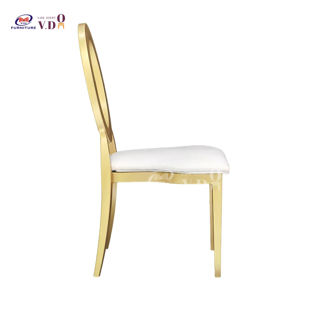 Stainless Steel Changeable O Round Back Design Stackable Restaurant Chairs Gold Hotel Banquet Wedding Event Dining Chair