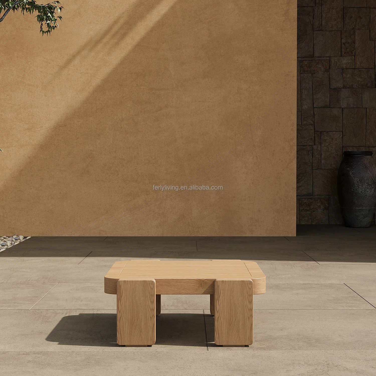 FERLY Modern Customized OEM Solid Wood Teak Outdoor Garden Furniture Side Table Wood Coffee Table For Garden