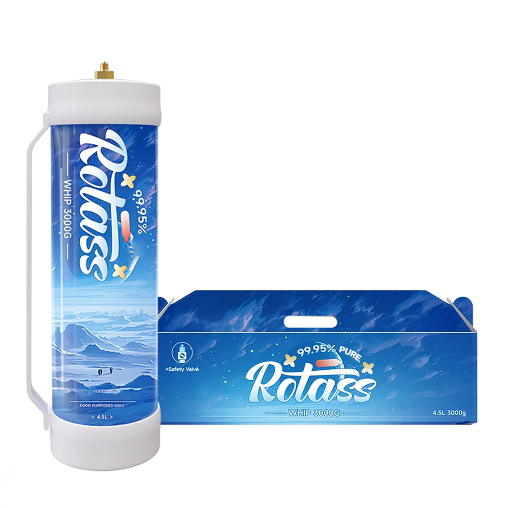 Rotass wholesale whipping cream gas cylinder 4.5L 3000g whipped cream charger