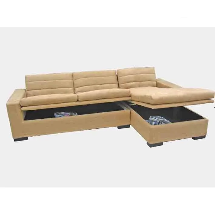 Modern Flock Fabric Corner Sofa Bed with Storage Metal & Wooden Frame Reclining & Foldable for Bedroom Living Room Furniture