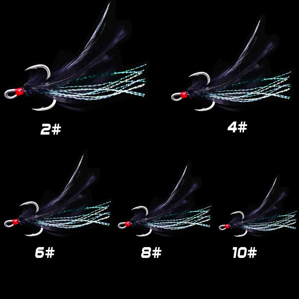 Wholesale High Carbon ORIGIN Fishing Treble Barb Feather Hooks