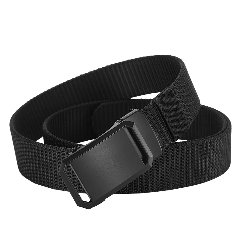Custom Adjustable Mens Elastic Fabric Belt Jeans Polyester Belts Automatic Buckle Outdoor Nylon Fabric Belts