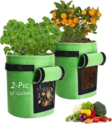 Recycled fabric plant nursery bag garden planting potato planter bag round felt growing containers bags with handles