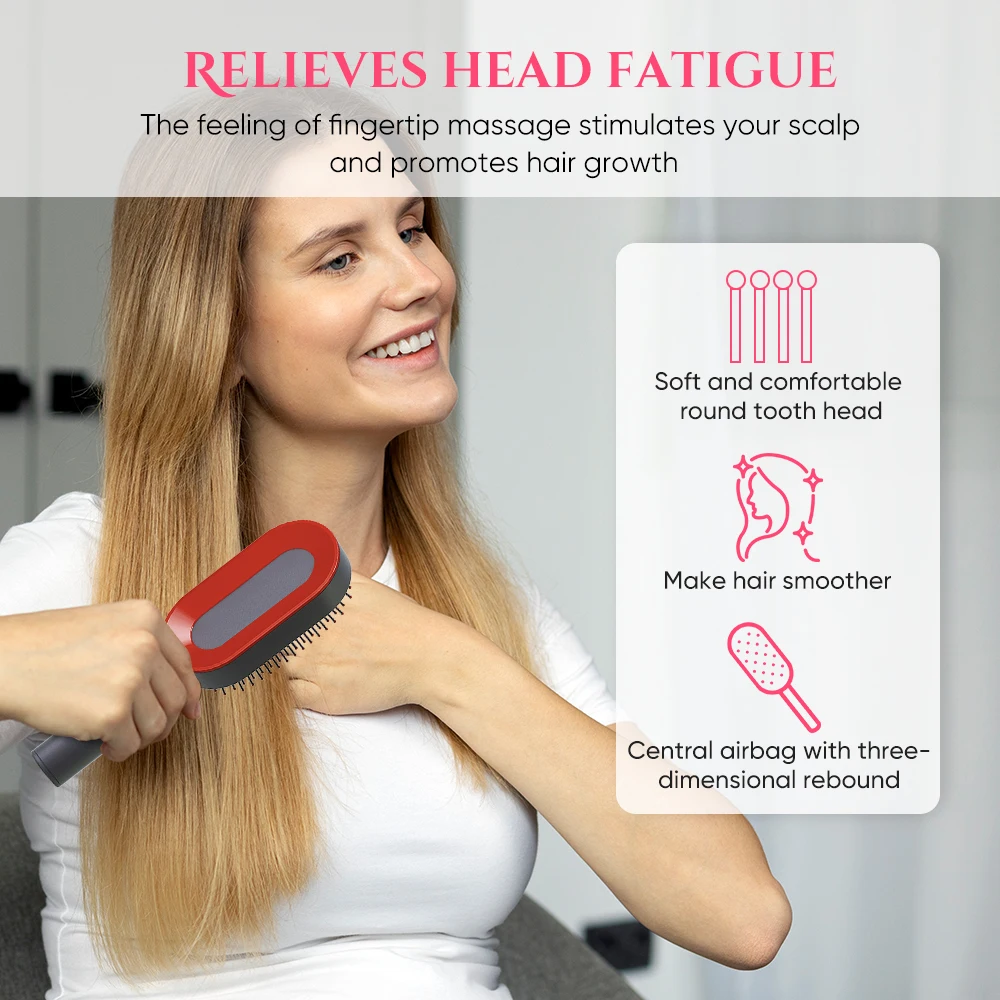 Portable  Self Cleaning Straightening Brush 3D Air Cushion Massager Comb for Hair Styling by Lily England
