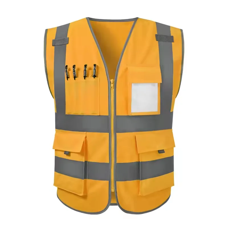 Black Yellow Orange Blue Work Vest Tactical Safety Vest Led Vest With 5cm Width Silver Reflective Tape