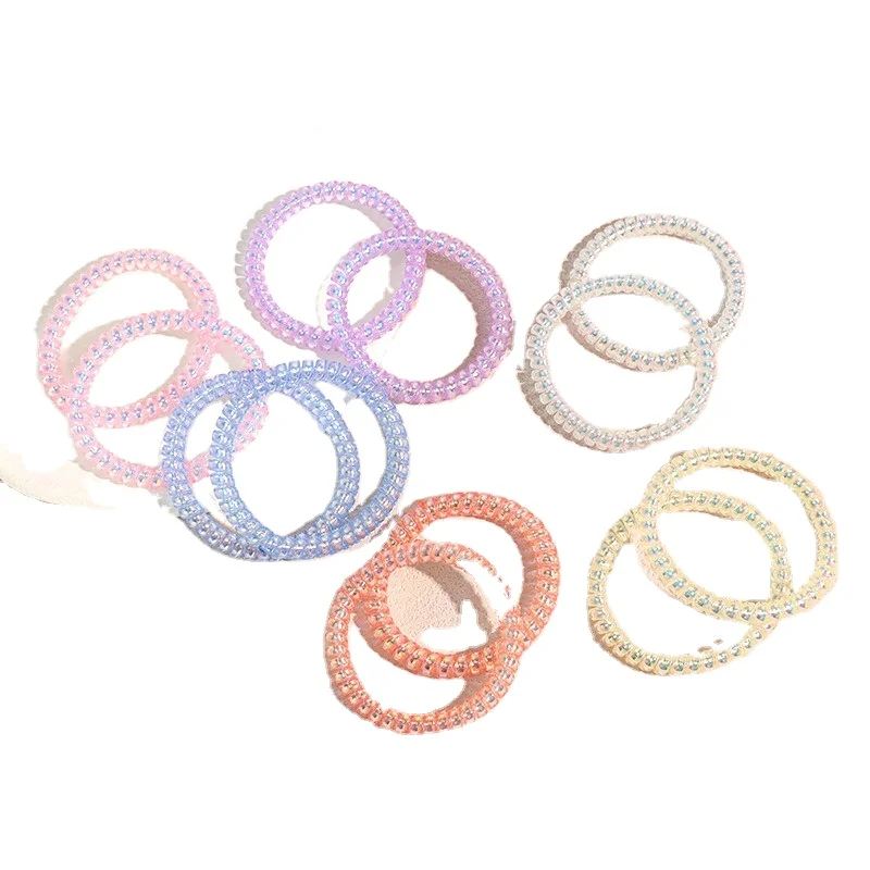 Mermaid Colorful Phone Cord Hair Ring Female Hair Rope Phantom Telephone Scrunchies Plastic Line Elastic Rubber Band Hair Tie