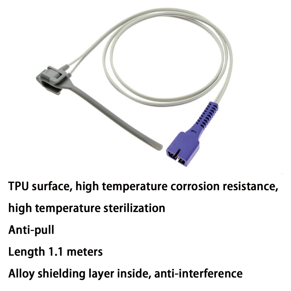 Spo2 Sensor Cable for Pulse-Oximeter Compatible with NELCOR Oximaxs DB9 Type of Monitor Probe  Reusable Blood Oxygen Connector