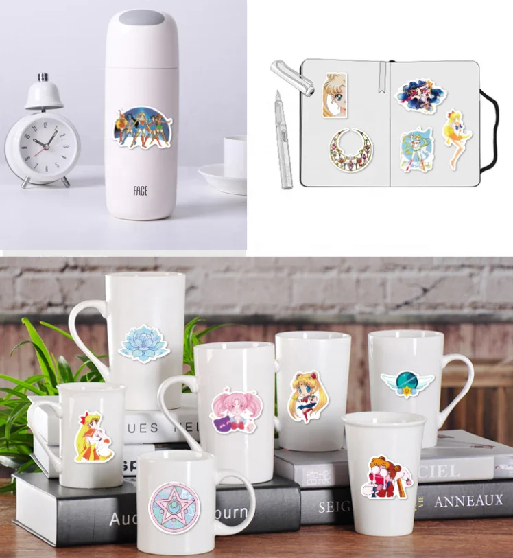 50PCS Custom PVC Waterproof Stickers For Skateboard Bottle Laptop Sailor Moon Sticker Set Classic Adhesive Anime Packs Cartoon