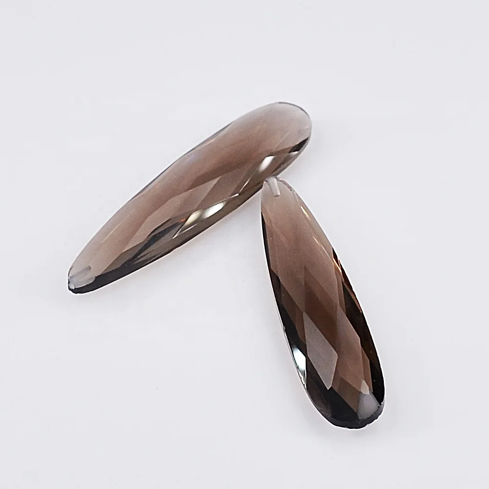 Китай оптовая цена по индивидуальному заказу с отверстием в форме груши дымчатый цвет бриолет гидротермальный кварц