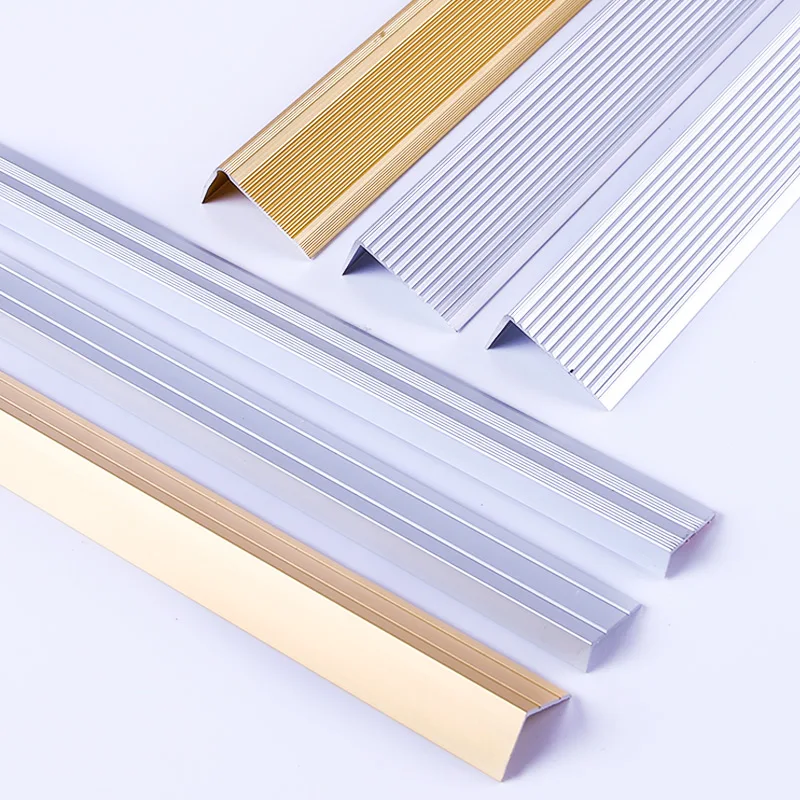 Foshan FSF Metal Stair Edging Profiles Anti-slip Durable Metal Aluminium Tile Luminous Strip Anodized Black Stair Edge Nosing