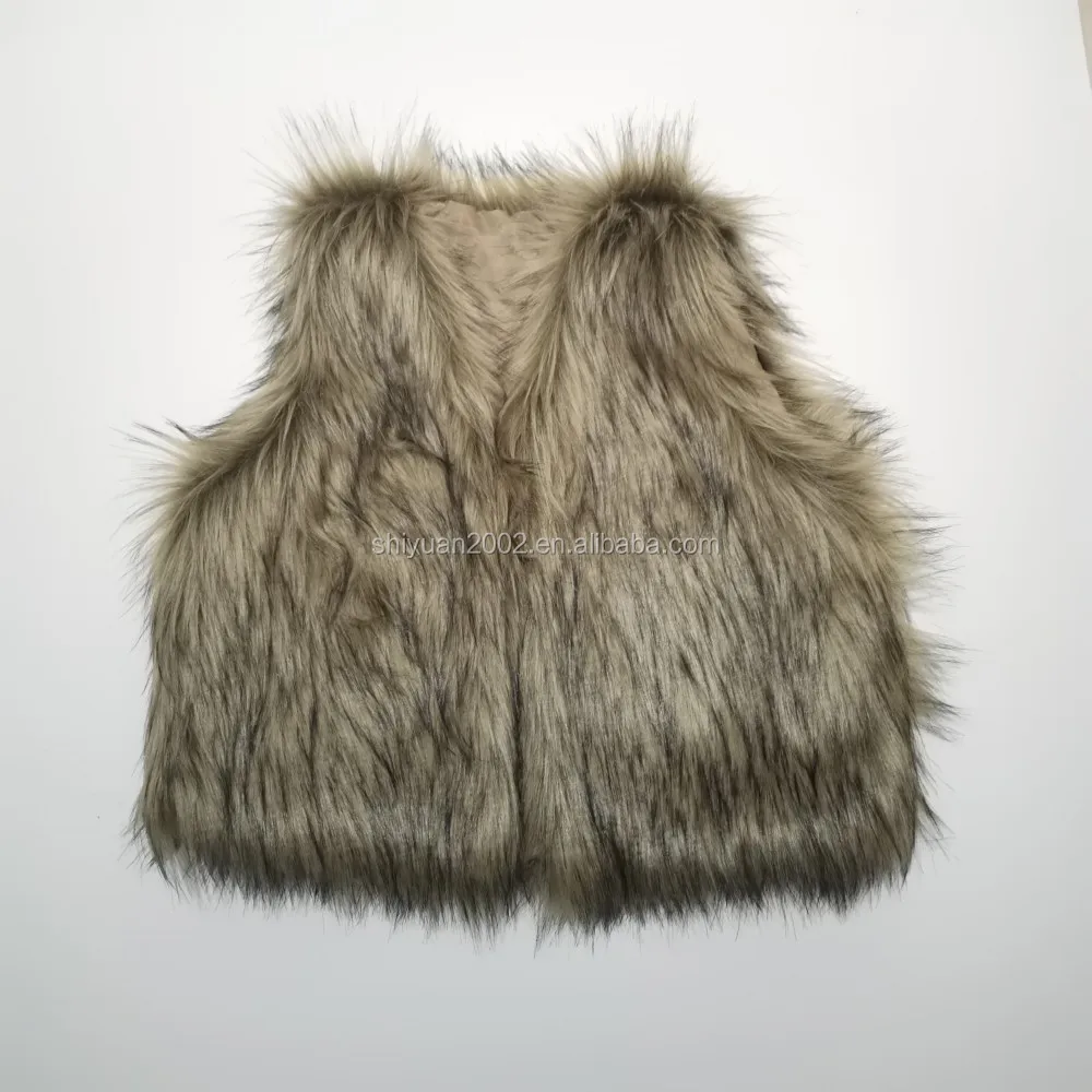 
In Stock Hot Sale Baby Clothes Tan Fur Vest Baby Girls Warm Trendy Faux Waistcoat 