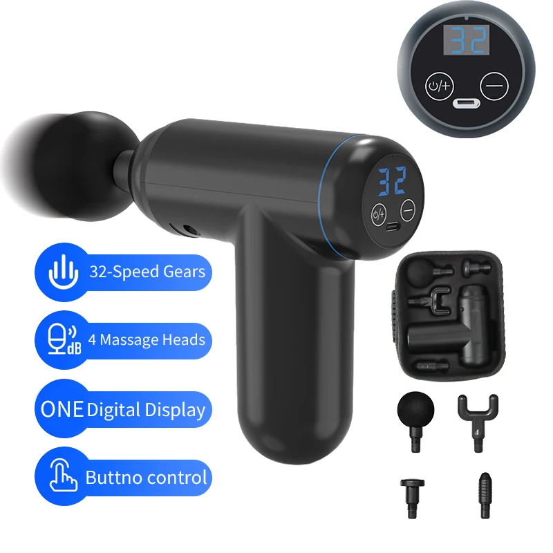 Travel-Ready Mini Massage Gun Powerful Booster Multitasking Heads Hand-held Health Care Product Plastic Body CE/ROHS Certified