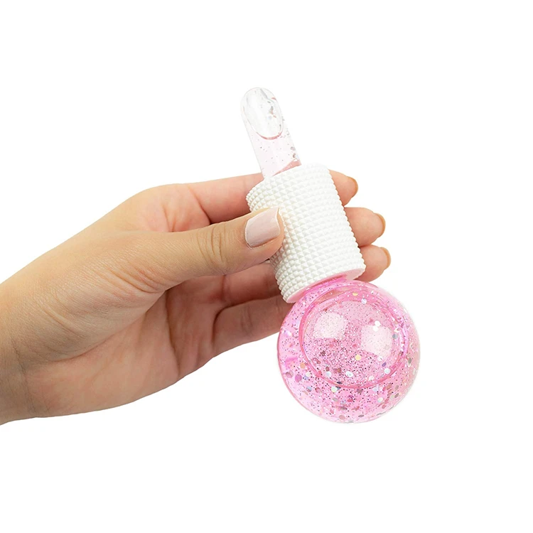 Portable rose pink blue ice globes face roller massager cooling facial skin care tool for eye face and neck